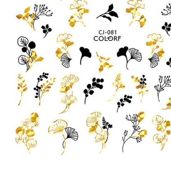 2 Sheets Strong Art Self-Adhesive Sticker Gloss Nail Non-Fading DIY Stickiness Butterfly Maple Leaf Manicure