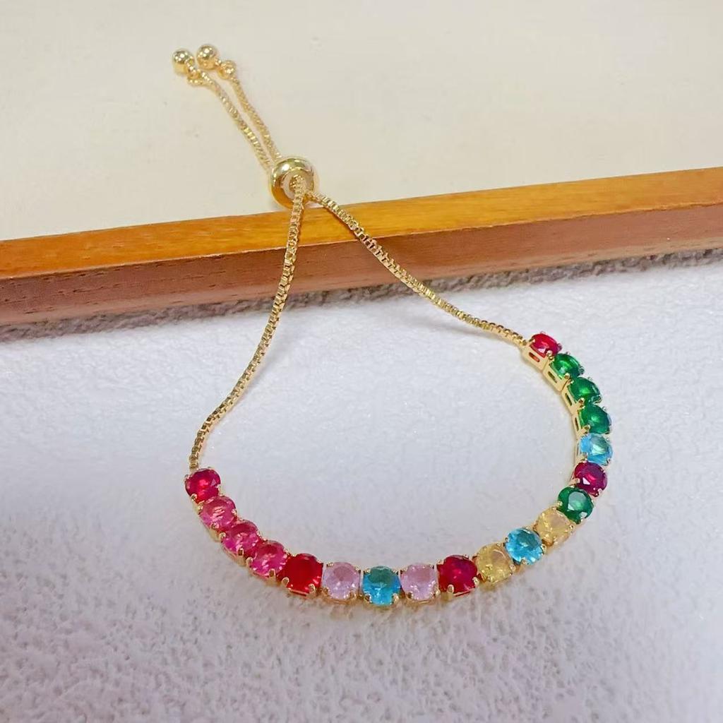 Women's Colorful Zirconia Bracelet, Adjustable
