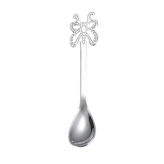 

Portable Butterfly Stainless Steel Tea Dessert Spoon Fork Kitchen Tableware Spoon серебряный
