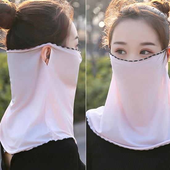 Women Floral Soft Chiffon Anti Dust Sun Protection Face Cover Neck Gaiter Scarf