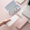 Stationery Box Portable Thin Large Capacity Macaron Color Stationery Case with Partitioned Storage Anti-Fall Shell Office Pen Organizer
