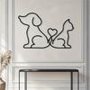 Metal Pet Lover Wall Art Black Line Dog Cat Heart Sculpture Modern Home Decor Gift for Pet Owner