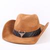 Beliebter europäischer und amerikanischer klassischer Wildleder Western Cowboyhut, Mode für Damen und Herren, großer Schirmhut Sonnenschutz