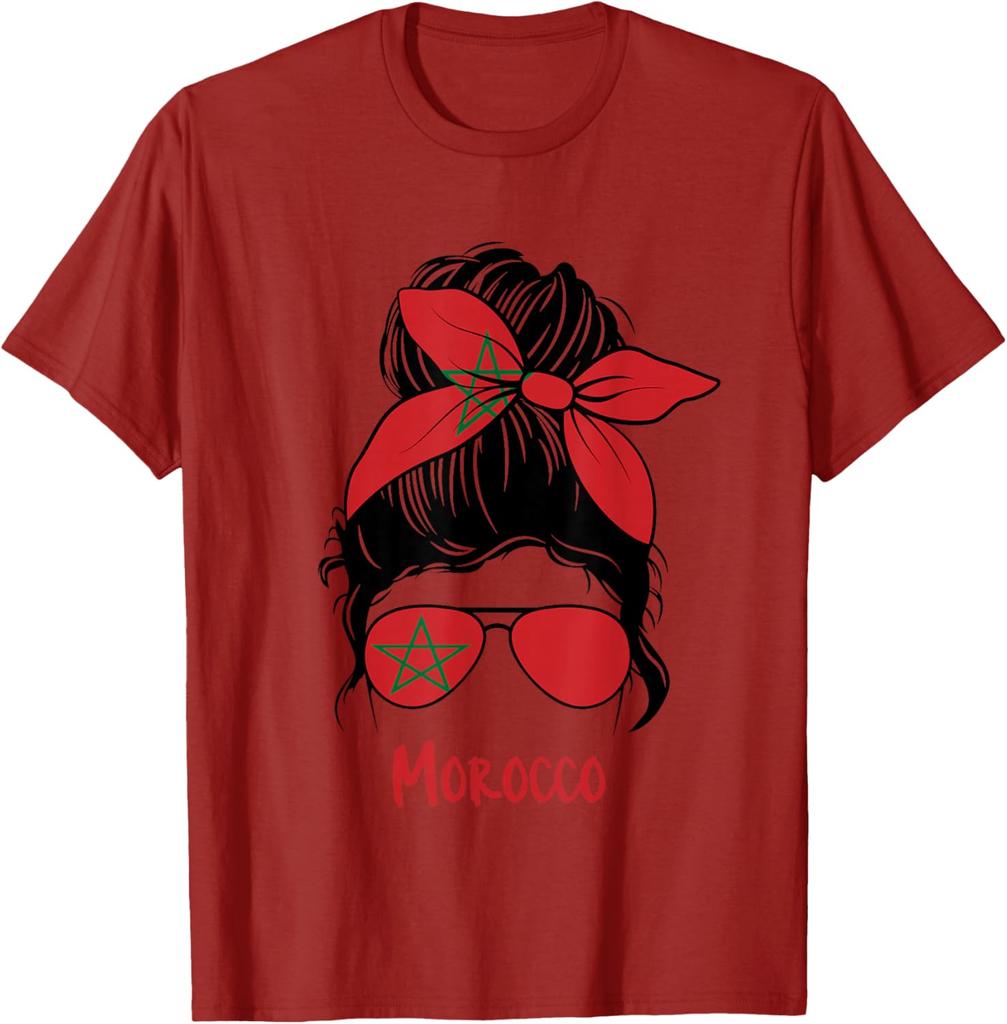 Morocco Messy Bun Women Graphic TShirt Breathable Casual Cotton Tee