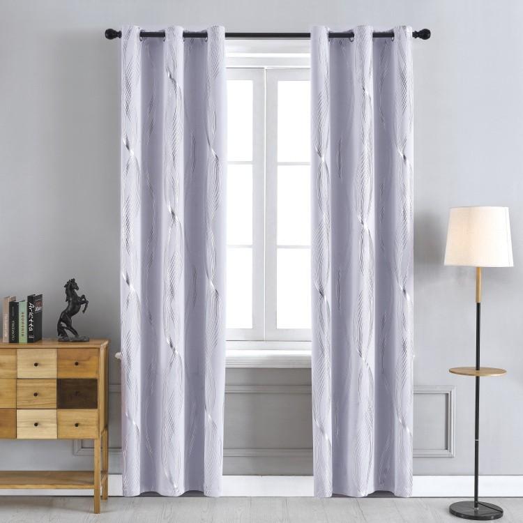 

1PC Hot Stamping/Silvery Foil, Perforated Spring Full Blackout Marble Pattern Curtains Suitable for Living Room, Bedroom, Kitchen, Bathroom 132*160cm