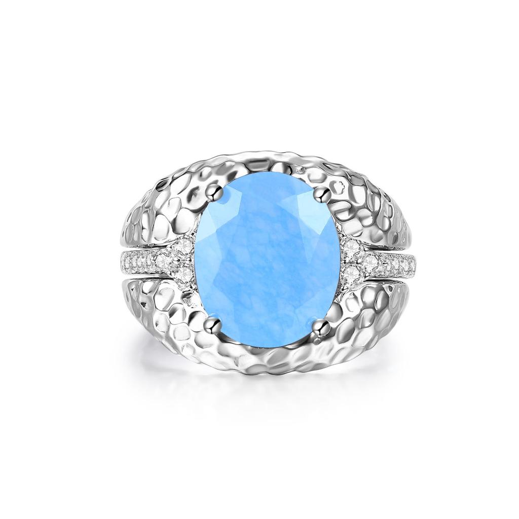 Nový špičkový evropský a americký retro stylový prsten s 925 mincovním stříbrem vykládaný barevnými drahokamy