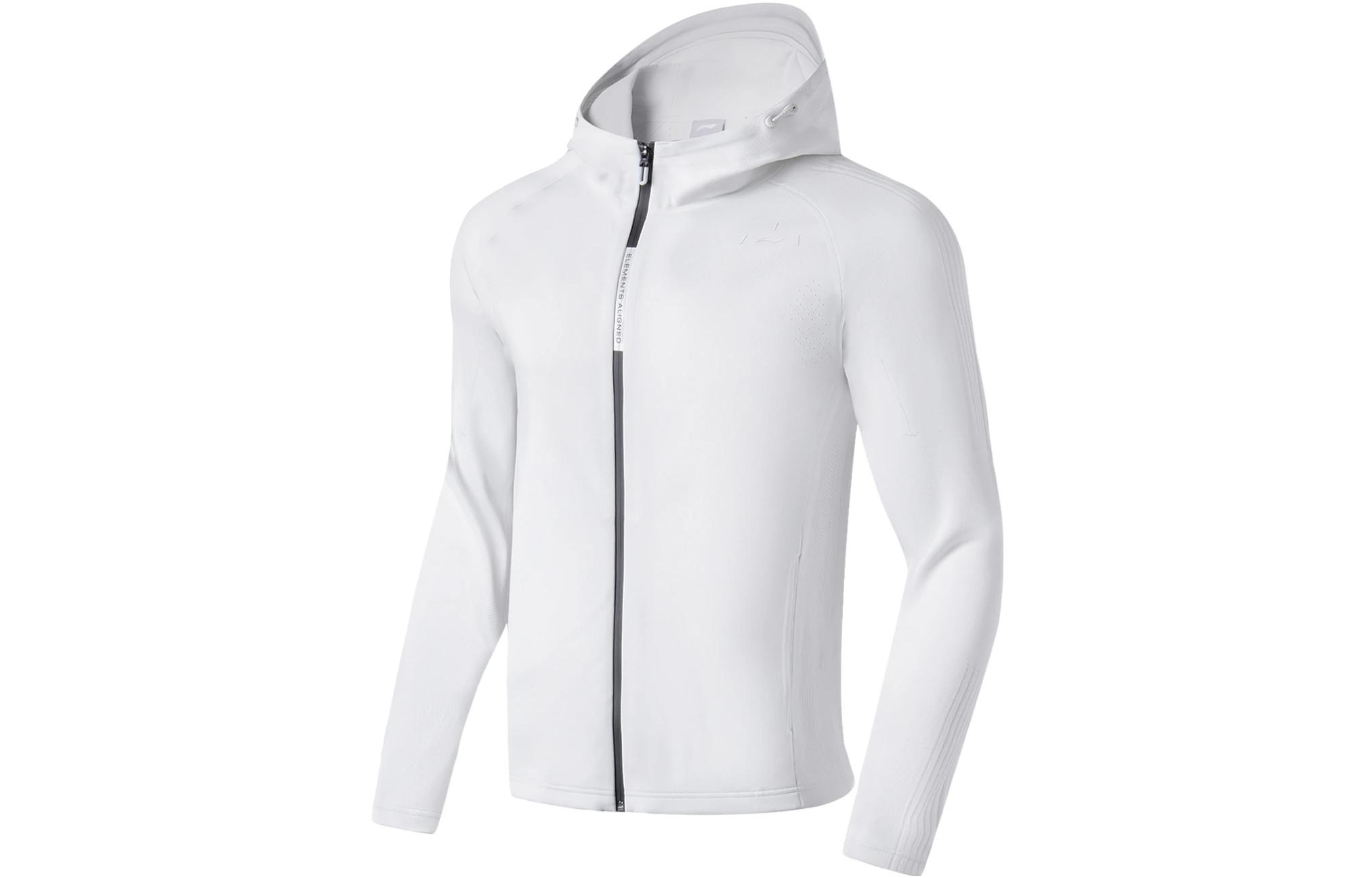 Li Ning Fitness Series Sweatshirts Men s White Hooded Moderate Cardigan AWDS965-8 L