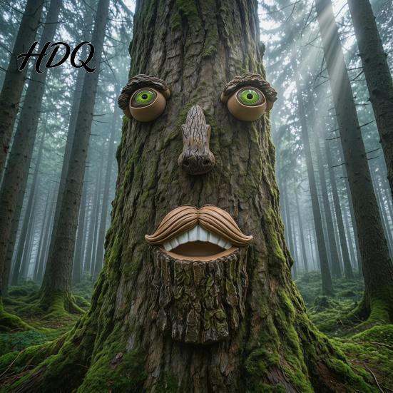 Funny Garden Decoration Tree Face Ornament Facial Features Outdoor Statues Resin Trunk Weather-Resistant for Yard Stump Statue