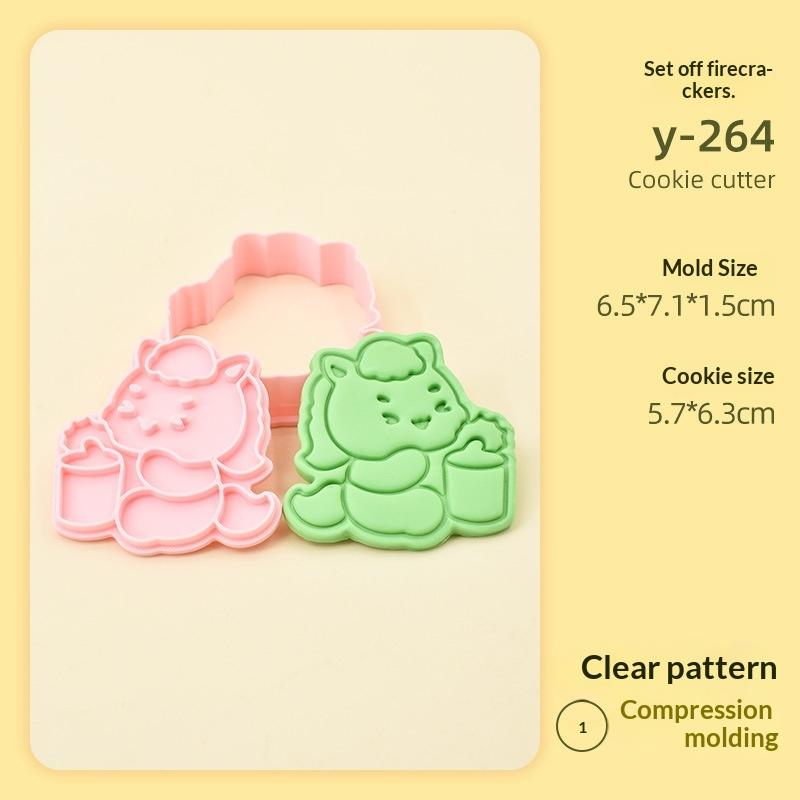 2026 DIY Chinese New Year Cartoon Biscuit Mould Cookie Cutter 3D Pressing Baking Mould Spring Festival Decorating Tools