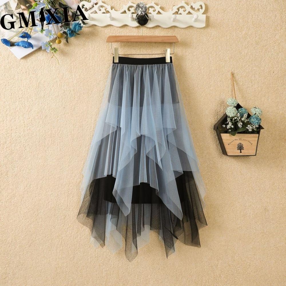 GMXIA Women's Fashion Casual Solid Color Print Summer Spring Skirts