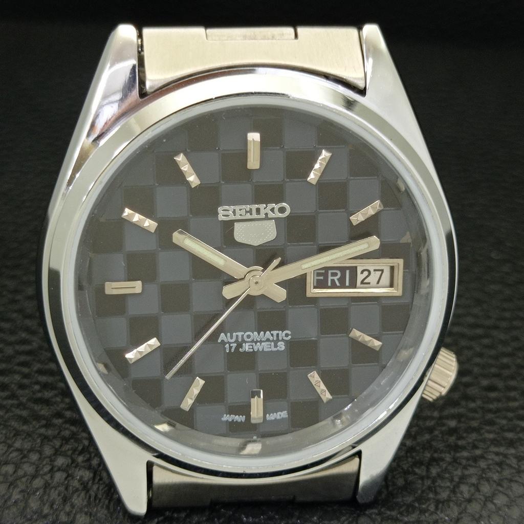 MENS VINTAGE SEIKO 5 AUTOMATIC REFURBISHED JAPAN BLACK DIAL WATCH A440436-9 Sk-a440436-1
