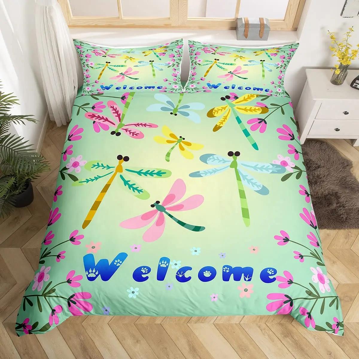 

Comforter Butterfly Dragonflies Dandelion Bedding Set Women Girl Bedroom Decor Flowers Botanical Weed Comforter 3Pcs Comforter (quilt)-EU Single(135*200cm)3pcs