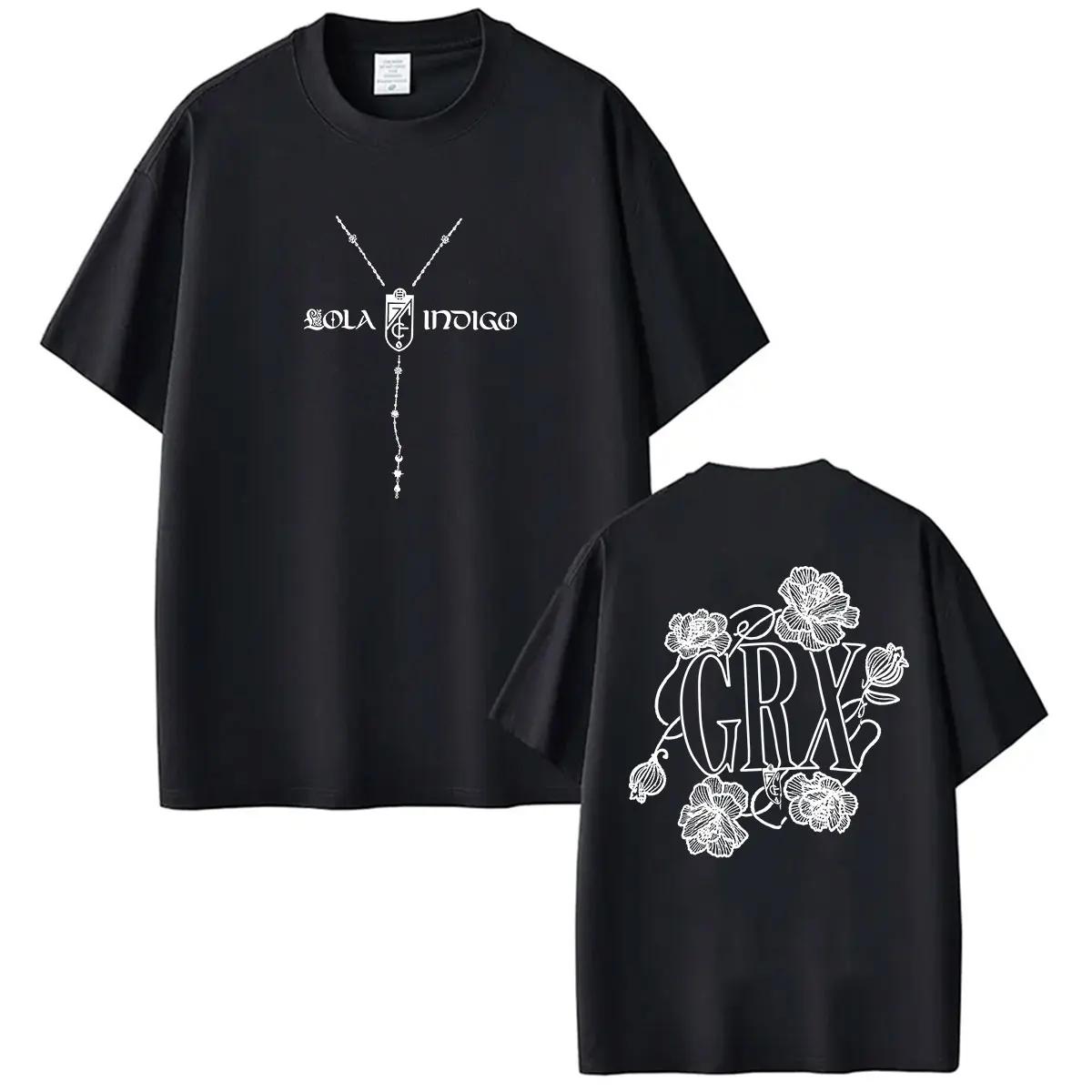 Lola Indigo GRX Tour Двусторонний принт Футболка Мужская Женская Одежда Круглый вырез Y2K Футболки Повседневный Оверсайз Хлопковый Топ S