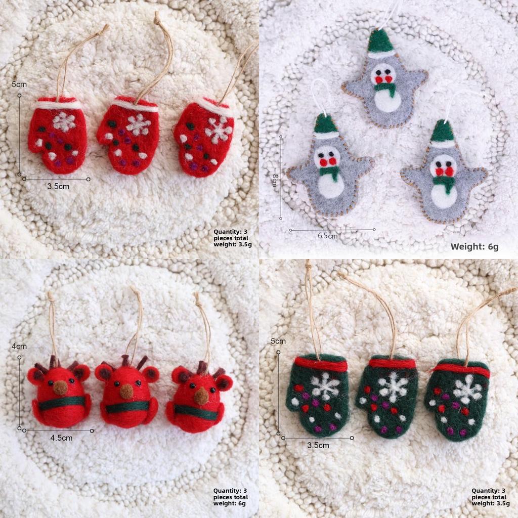 Christmas Tree Wool Felt Ornaments With Cartoon Design For Holiday Decor