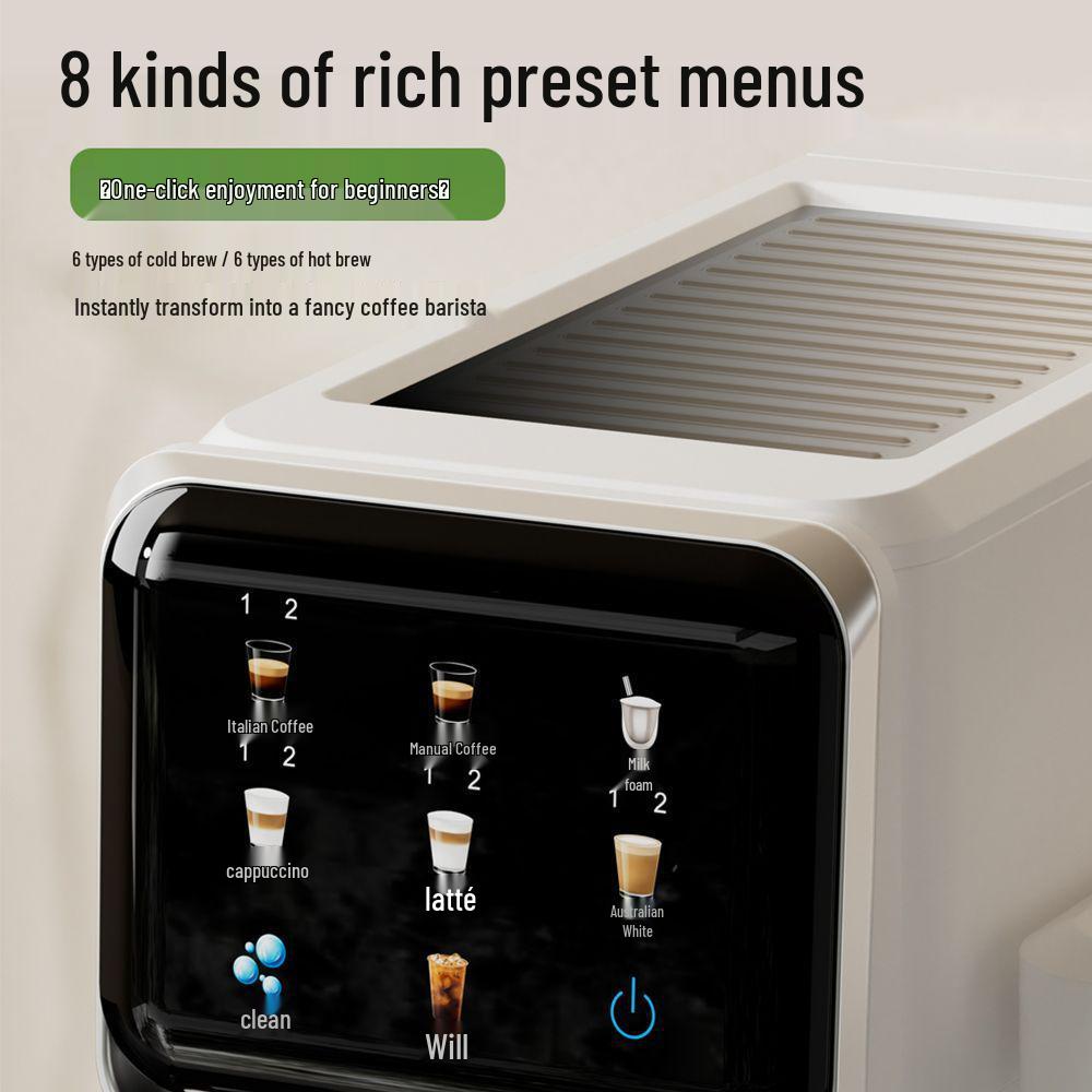 Compact Automatic Espresso Machine with Hot/Cold Extraction, Milk Frother, and Smart Touch Control for Home Use