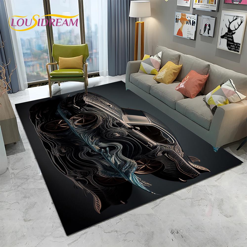 HD Concept Car 3D Future Sports Car Cartoon Carpet Rug for Home Living Room Bedroom Sofa Doormat Decor,kids Non-slip Floor Mat
