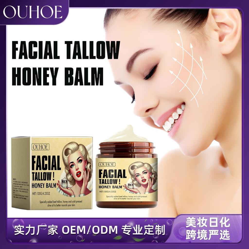 Beef Tallow Honey Moisturizer/Ginseng Cream Moistrizing Nourishing Hydrating Brightening Face Skin Rejuvenation Korean Cosmetics