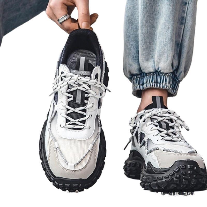 Trendy Men's Breathable Mesh Athletic Shoes - Summer Style with Thick Sole