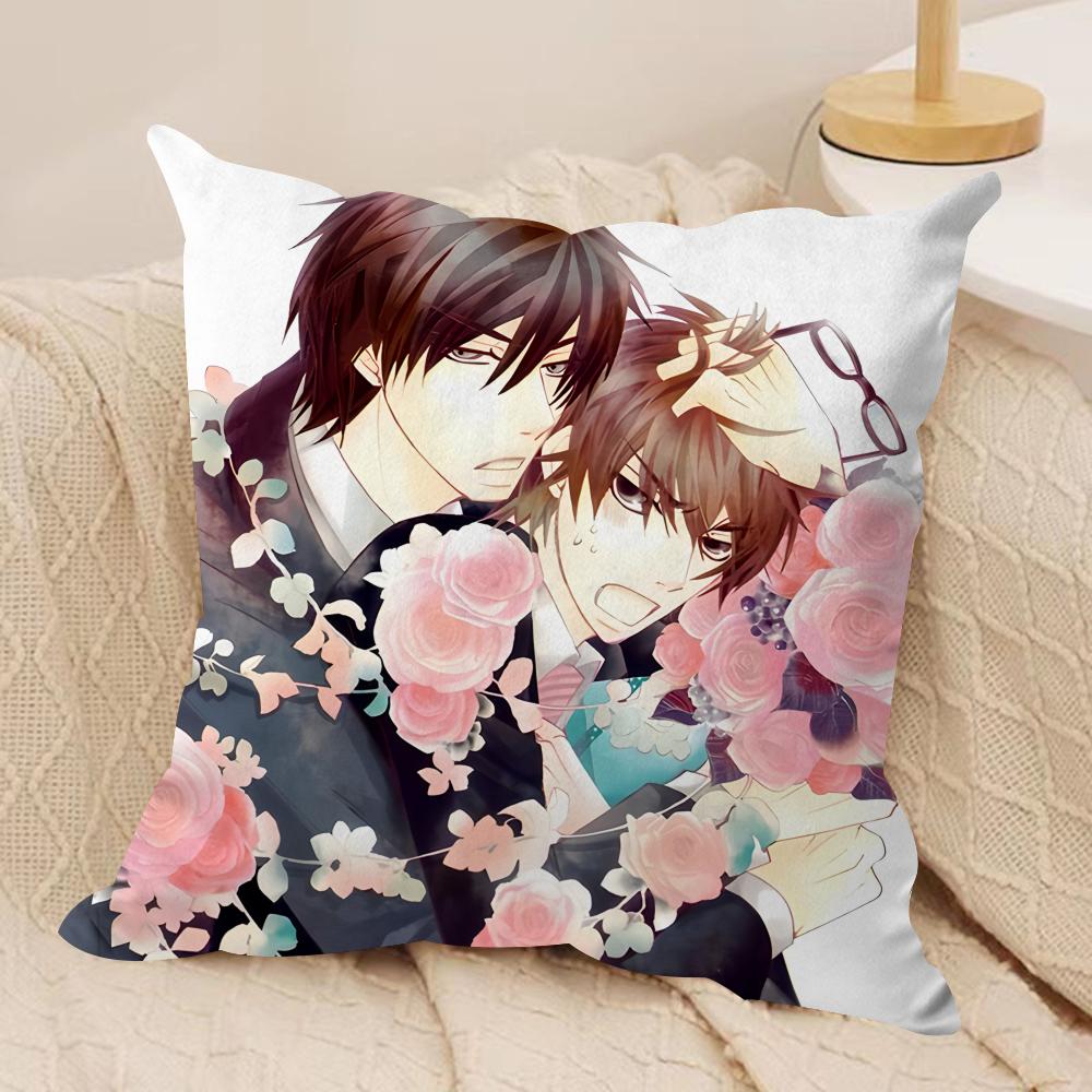 Anime SSekaiichi Hatsukoi Cushion Cover Silky Short Plush Invisible Zipper Dustproof Sofa Pillow Case for Home Decor