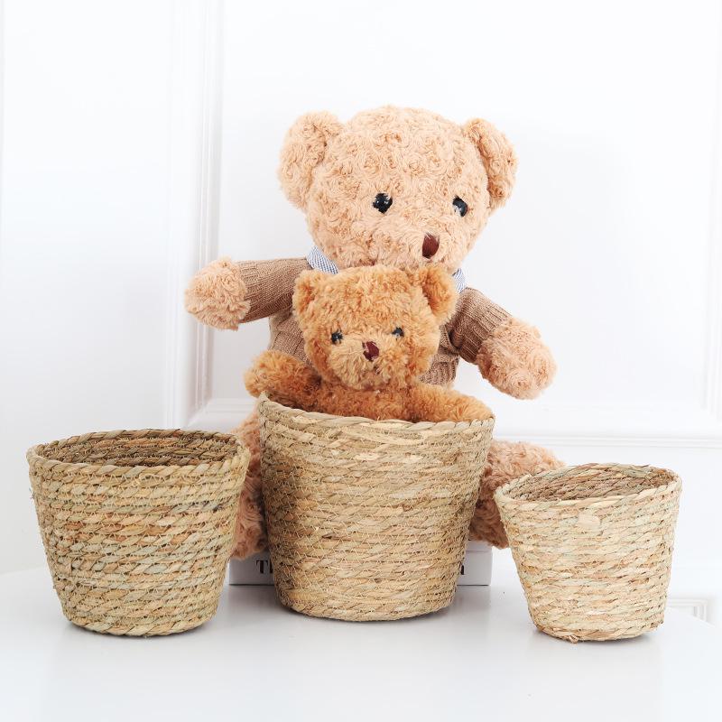 Nordic Woven Bamboo Flower Basket: Straw-style Pot for Flower Arrangement and Desktop Storage Ornaments in Home or Living Room.
