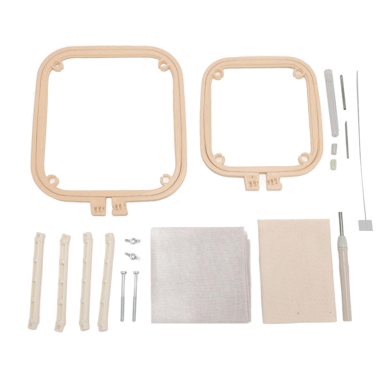 

Double Layer Embroidery Hoop Tabletop Needlework Frame Holder with Needle for Craft Projects Khaki