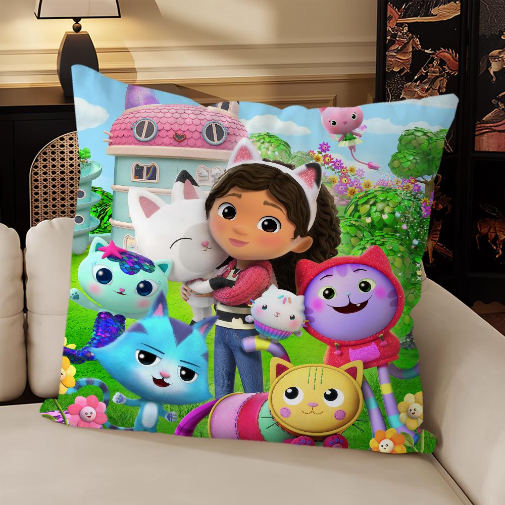 Cartoon G-Gabbys Lovely D-Dollhouse Pillow Case Sofa Living Room Headboard Bedroom Backrest Cushion Square Cushion Nap Time