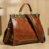 Full-grain Top-layer Cowhide High-end Genuine Leather Women's Bag With Multiple Compartments Large Capacity Hand-held High-light Luxury