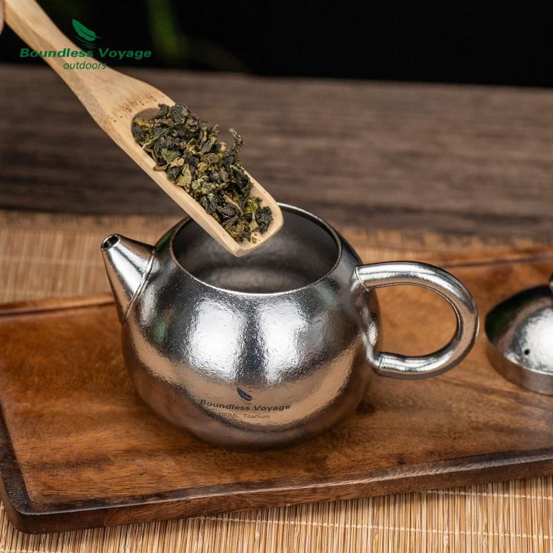 Titanium Camping Tea Pot With Double-Layer Insulated Cups Portable Outdoor Set 1-2 People