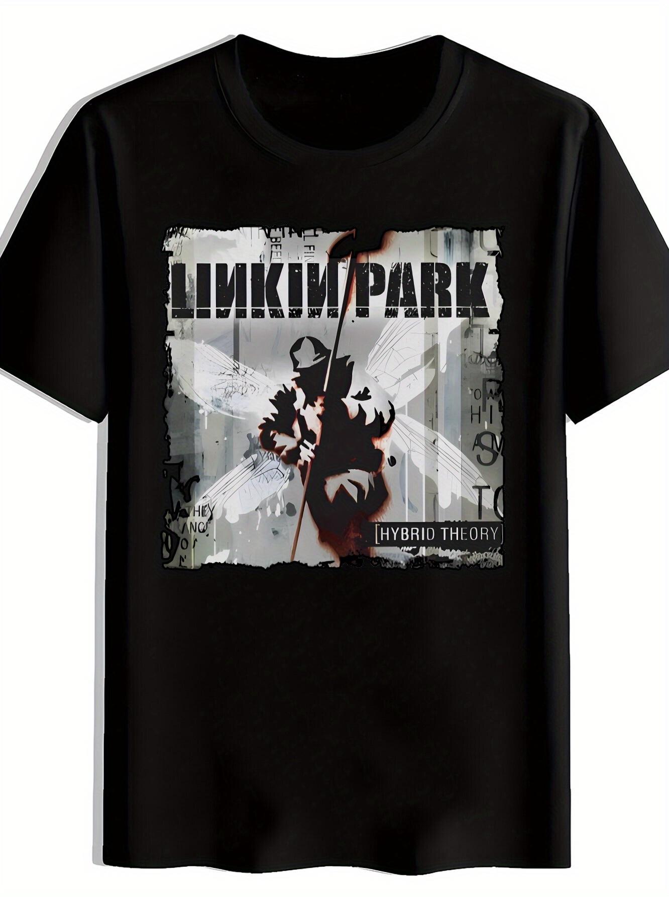 Vintage Rock Band Graphic T-shirt - 100% Polyester Lightweight Summer Tee with Linkin Park & Hybrid Theory Design XXL