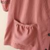 ZANZEA Women Casual Round Neck Short Sleeve Patchwork Pockets Blouse