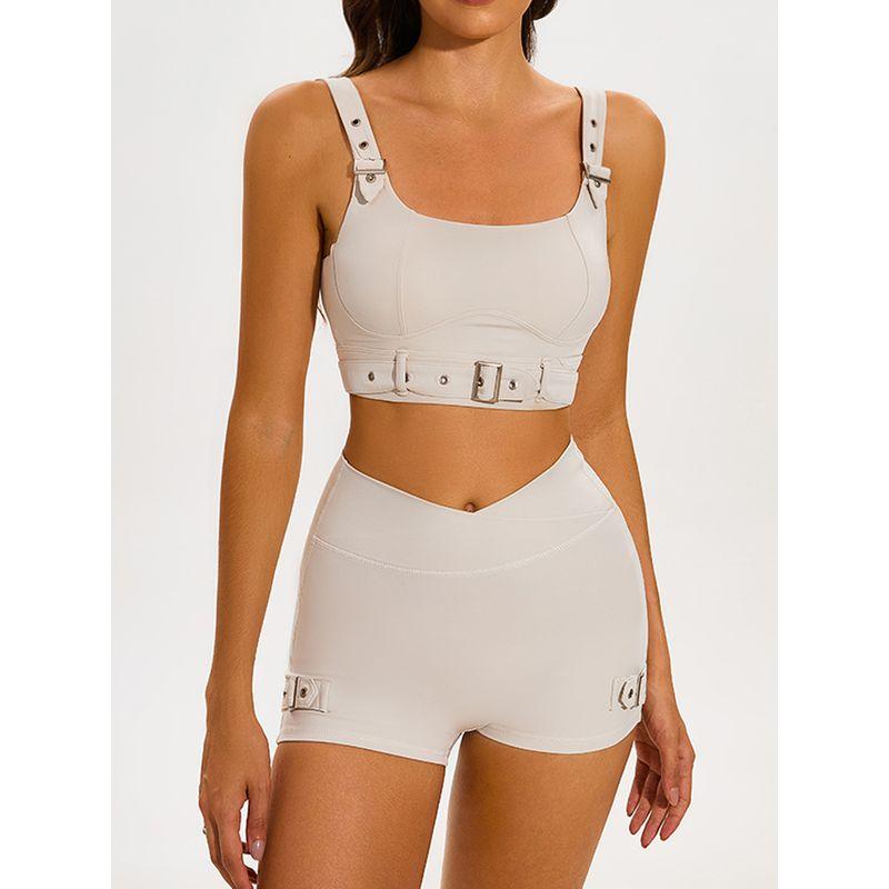 Fashion Locomotive Style Fitness Suit Women's Bubble Wrap Push up Sports Bra Sexy Yoga Clothes Bra Shorts Two-piece Set