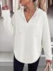 Women's Waffle Knit Long Sleeve V-Neck Solid Hooded Sweatshirt - Autumn/Winter 2026 Collection