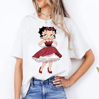 New Fashion BettyBoop T Shirt Kawaii Cotton Crewneck 2000s Clothes Y2k Women Shoujo Girl Style Creativity Tee