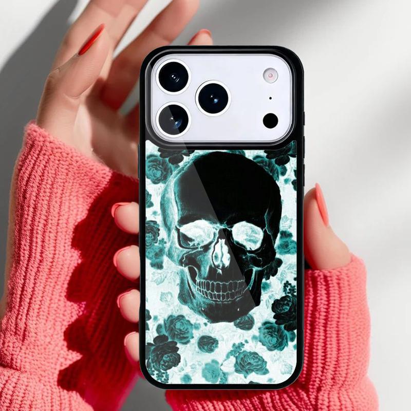 Skull And Rose Art Flower Phone Case for iPhone 17 Air 16e 15 14 13 Pro Max Back Cover for 12 11 Pro Coque