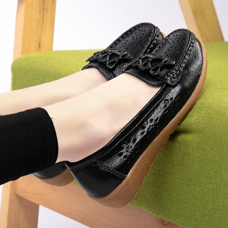 Women's Flats Moccasins Driving Shoes Casual Walking Minimalist Soft Summer Hollow Flower Shoes for Students Girl Over Sized