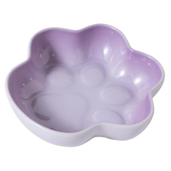 baizihuahu Cat Paw Shape Ceramic Bowl for Cats, Anti-Whisker Fatigue Kitten Food Water Dish, Microwave Dishwasher Safe Wide Shallow Pet Plate