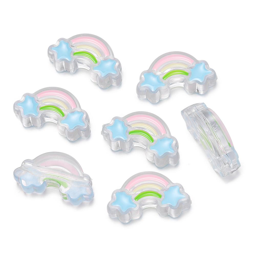 5Pcs/Lot Acrylic Dripping Oil Rainbow Beads Loose Spacer Beads for Jewelry Making Handmade DIY Bracelet Necklace Accessory