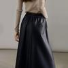 Women's Winter Faux Leather A-Line Midi Skirt