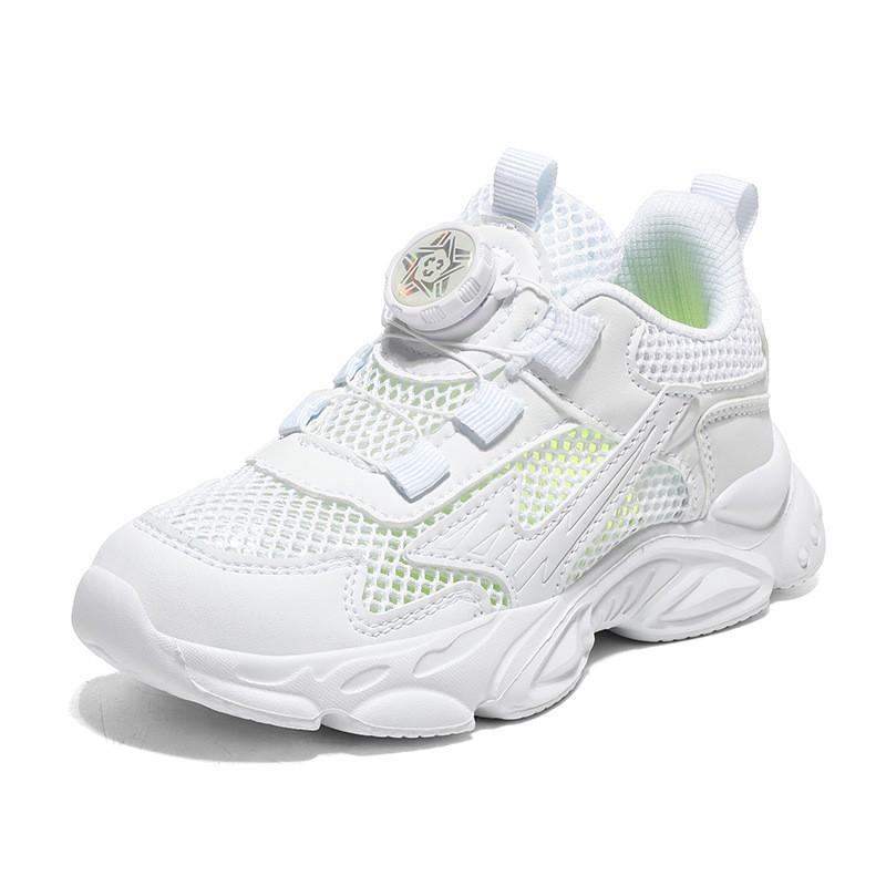 Kids White Black Mesh Running Shoes Boys Girls Lightweight Breathable School Sneakers Single Mesh Kids White Sneakers белый