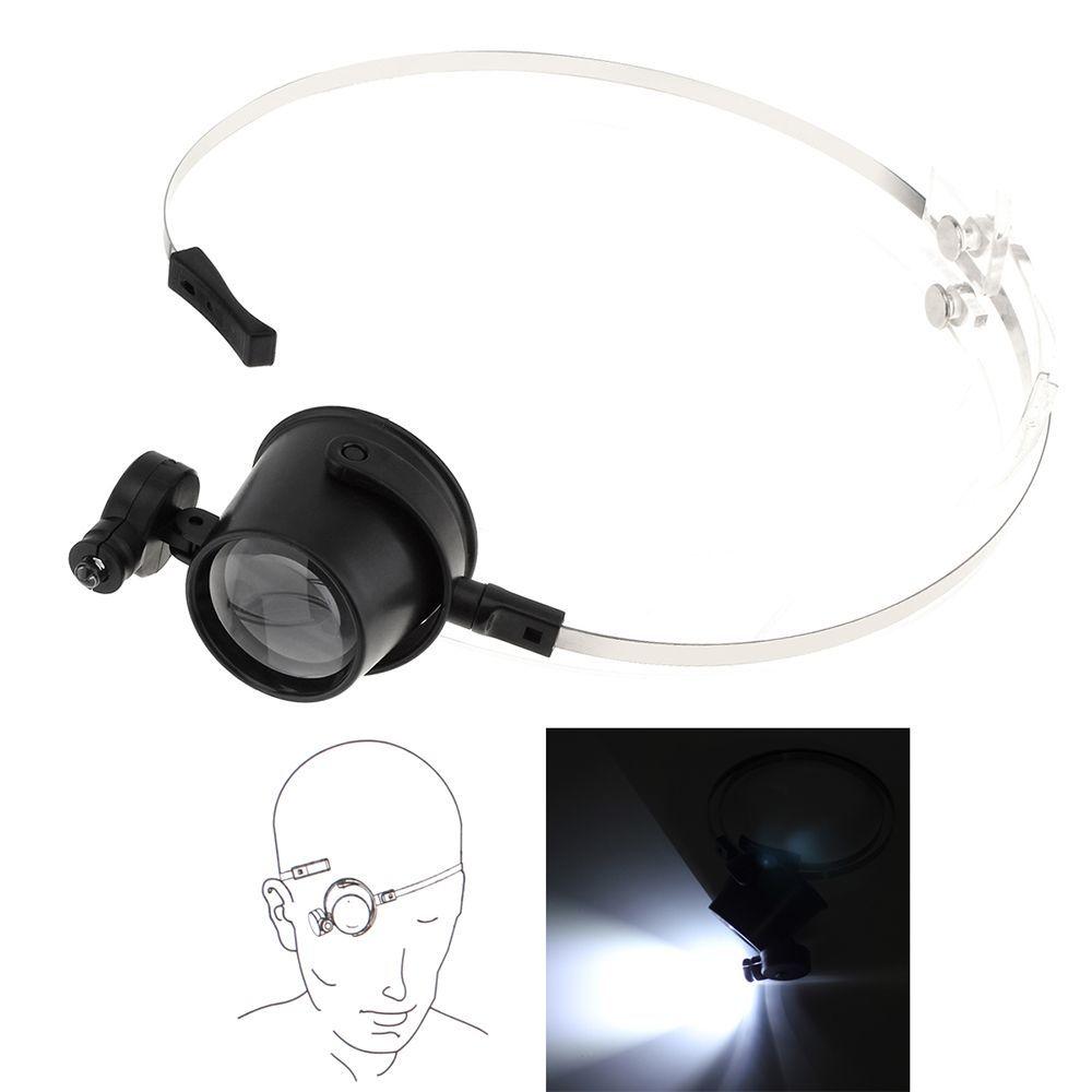 

Steel Repair Bands Watch Head Led 15X Eye Glass Jewelers Circuit Magnifier Loupe чорний