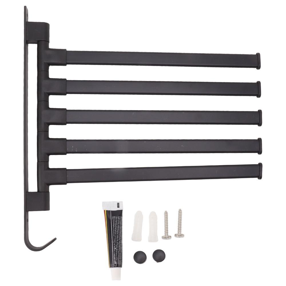 Black Swivel Towel Rack Aluminum Towel Holder Swing Arm Towel Rack  Bathroom Kitchen Laundry Room