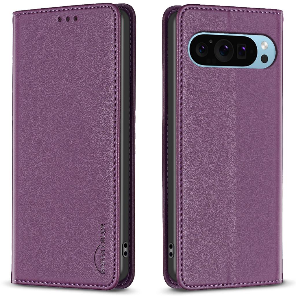BINFEN COLOR BF18 For Google Pixel 9/Pixel 9 Pro Leather Case Magnetic Closure Flip Phone Cover Full Body Protection