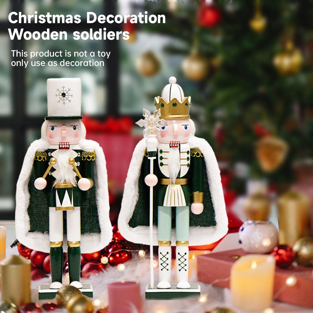 30CM Nutcracker snowflake cape soldier snow-white puppet  wooden Nutcracker statue doll Christmas New Year gift decoration