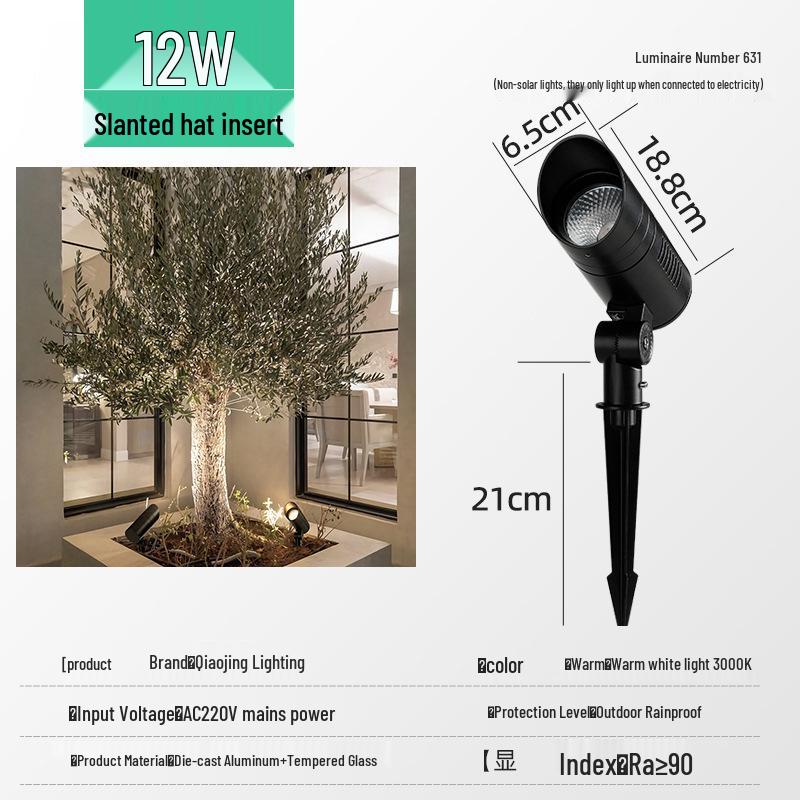 Waterproof Outdoor LED Spotlight for Trees and Gardens - Landscape Lawn Light with Ground Stake, 24V Floodlight