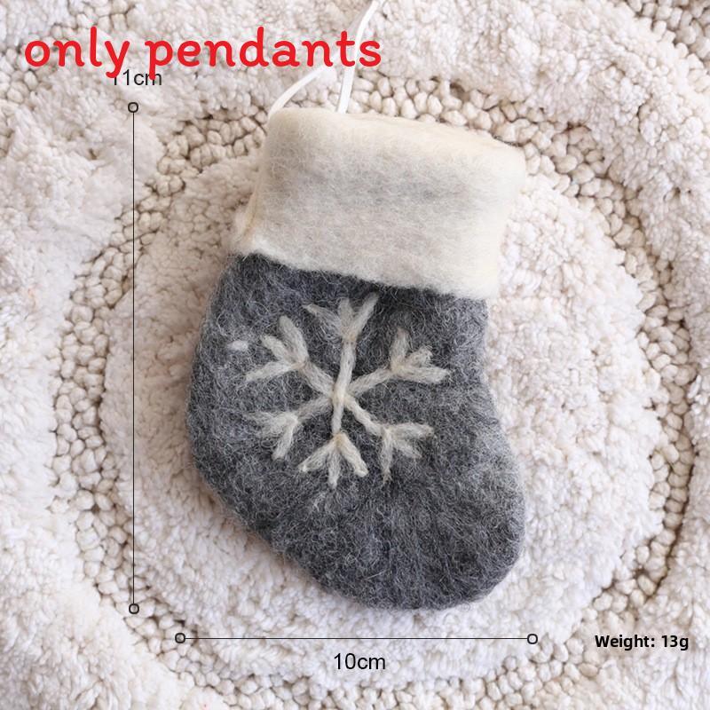 

Festive Christmas Sock Ornaments With Felt Elk Snowflake Tree And Santa For Holiday Home Decor Gray