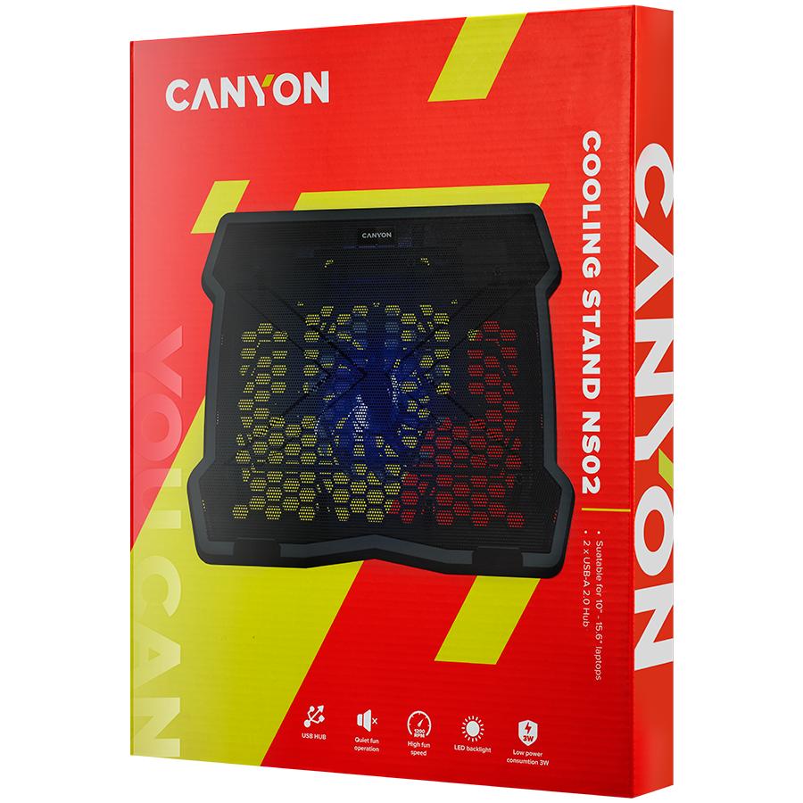 Support de refroidissement CANYON NS02 Ventilateur LED 2 ports USB Noir