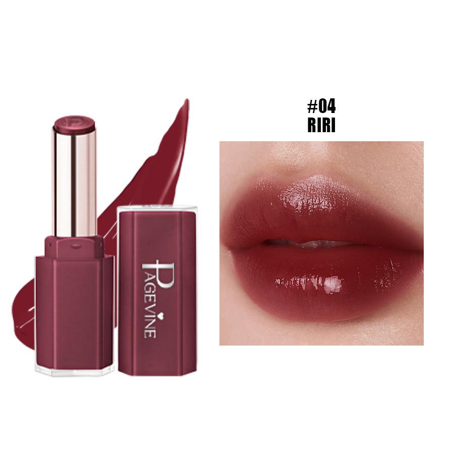 

PAGE VINE High Shine Lipstick Long Lasting Hydrating Non Sticky Moisturizing 4#