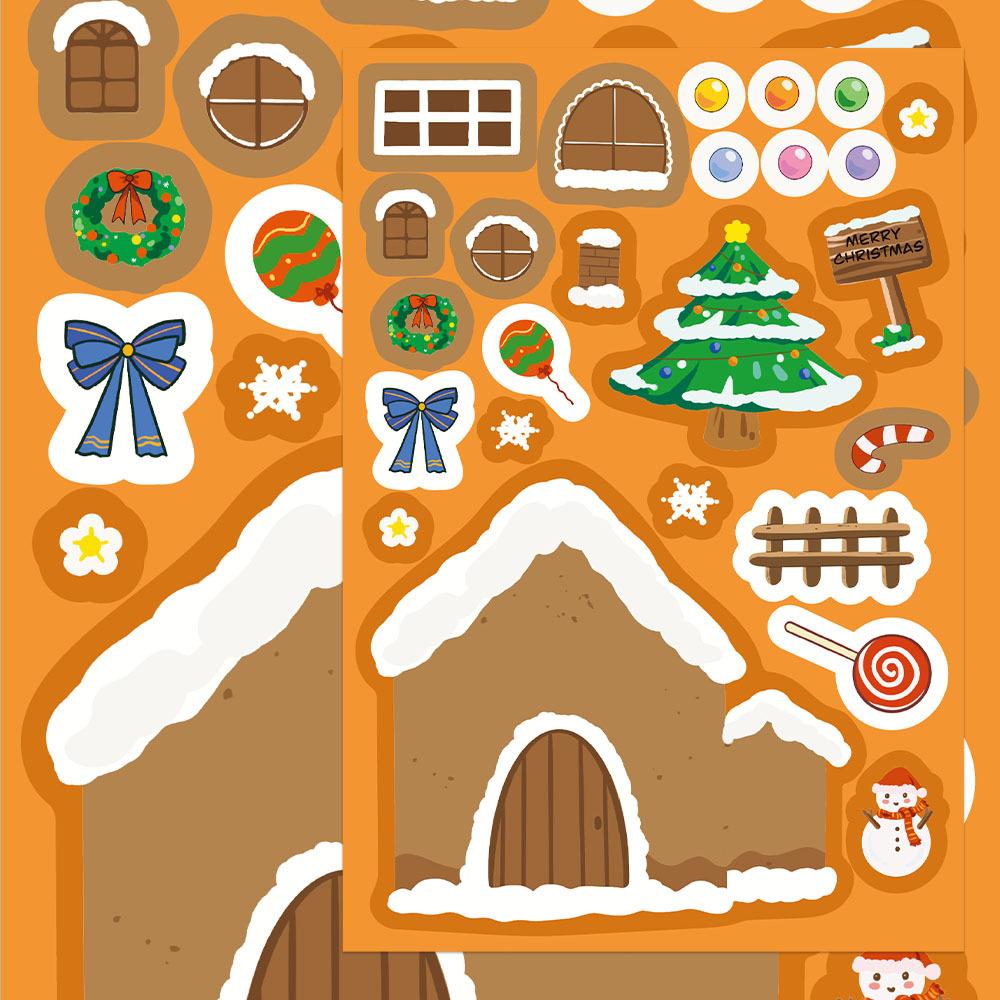 8/16sheets Merry Christmas Puzzle Stickers Cartoon Santa Claus Make a Face Jigsaw Decals Funny Assemble Education Toy Boys Girls