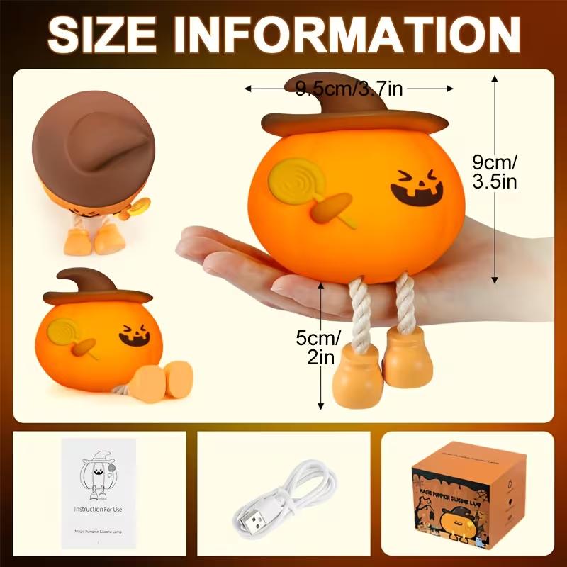 Pumpkin Night Lights Cute Soft Silicone Safe Lamp Timing Dimmable Bedside Decor Nightlight Cartoon Kids Halloween Birthday Gifts