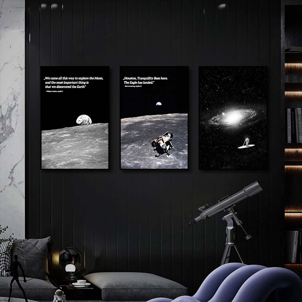 Astronaut Galaxies Wall Art Poster Moon Earth Cyberpunk Sci Fi Mural Modern Home Decor Canvas Picture Print Living Room Decorate